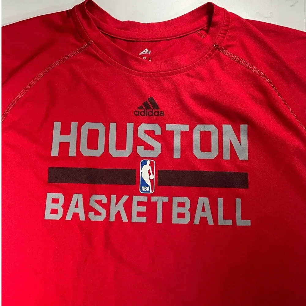 Adidas Houston Rockets Basketball NBA Climalite Red Graphic T-Shirt Mens Medium